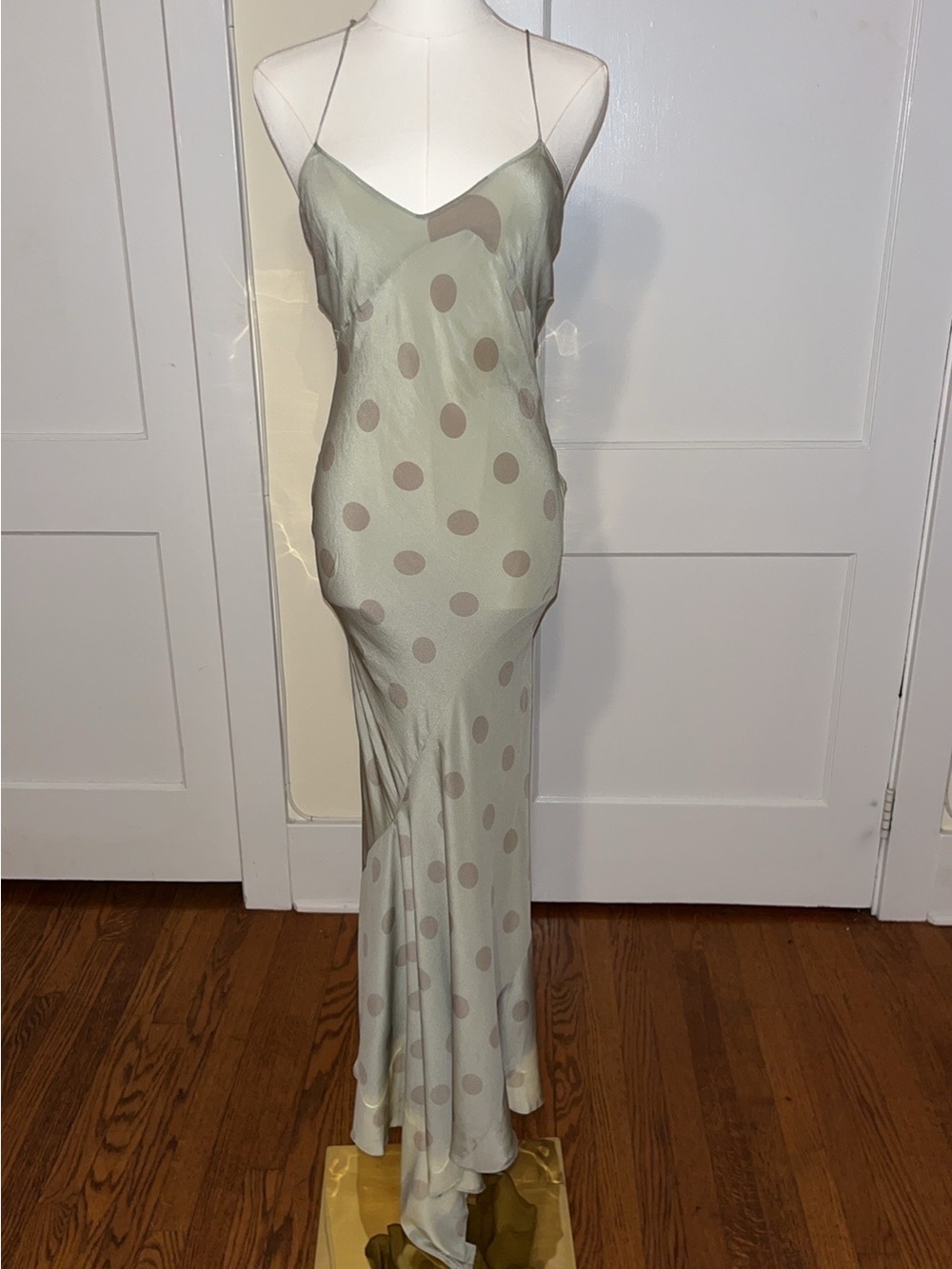 VINTAGE JOHN GALLIANO SAGE POLKA-DOT BIAS GOWN — ANNA BAYLE ARCHIVE